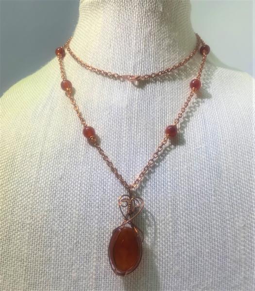 Copper Wrapped Carnelian Necklace #113