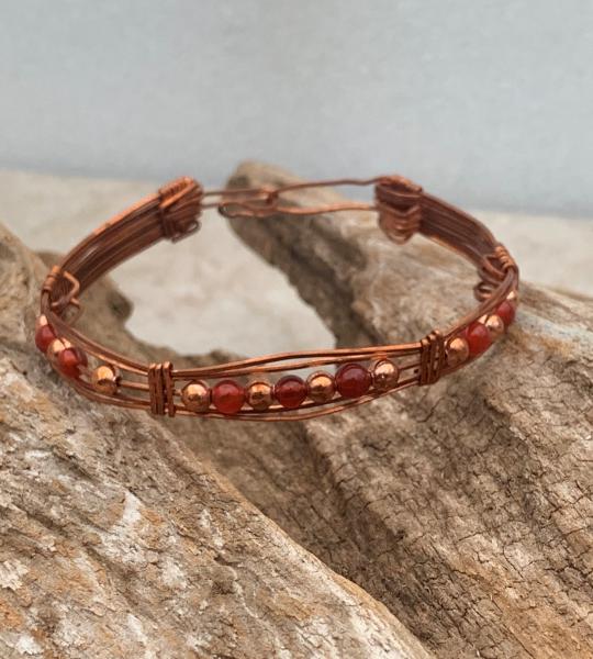 Copper  with Carnelian Beads Bracelet #602