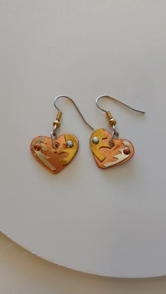 mixed Metal Copper Heart Base with Silver and Brass Designs