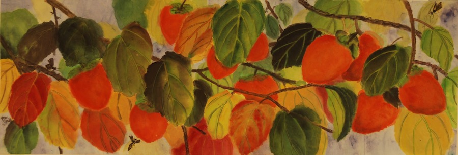 Persimmon Branches, 13.5 x 35  print