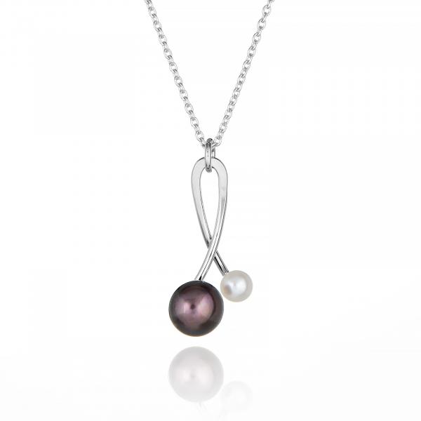Black & White Pearl Orb Necklace