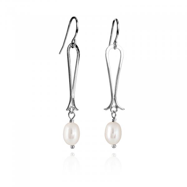 Flared Bottom dangle Earrings - White Pearl