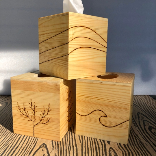 Wood tissue box cover