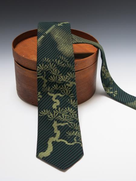 Men's Japanese Silk Kimono Tie - Dark Green
