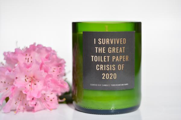 "I survived the great toilet paper crisis" Wine Bottle Candle