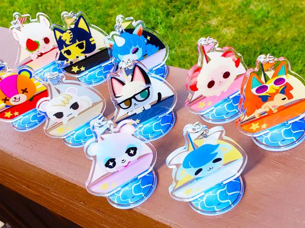 Animal Crossing New Horizons Sailboat Villagers Acrylic Keychain Standee Approx. 2.5 inches Cute Gift Nintendo