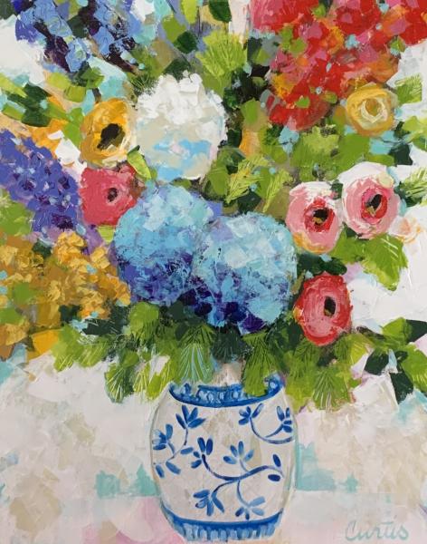 Blue and White Floral 24x30 picture