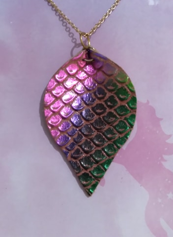 Bright Colorful Mermaid Scale Necklace