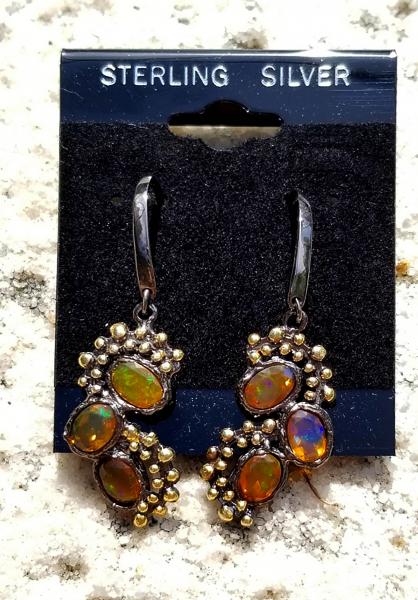 Sculptural Mexican Fire Opal Earrings picture