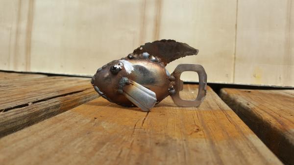 Bottle Opener Fish Sculpture - Scrap Metal Art - Spoon Fish #7 picture
