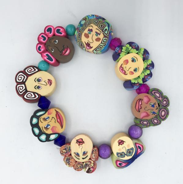 Lady Faces Polymer Clay Bracelet picture