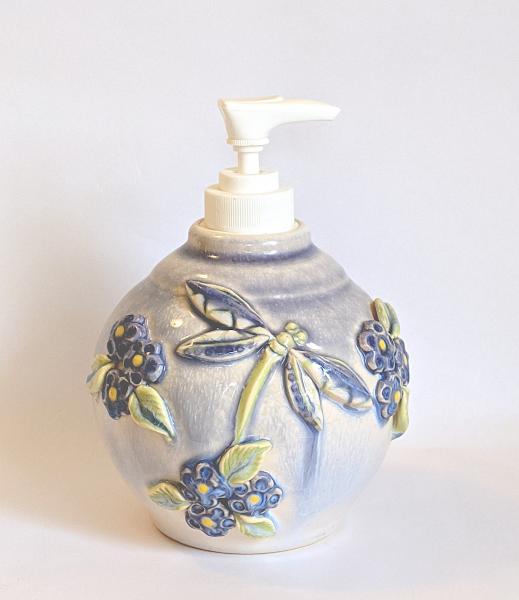 Lavender Blue Dragonfly Flower Soap Pump picture