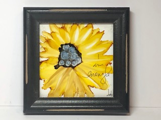 Small Sunflower -I am enough - Alcohol ink picture