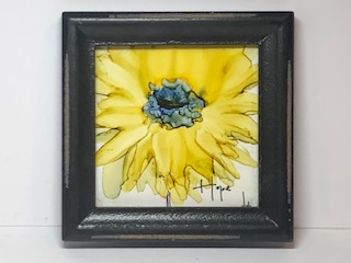 Small sunflower - Hope - Alcohol ink