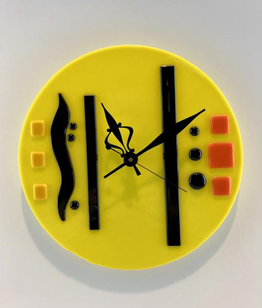 Yellow Round and Black Accents Clock picture
