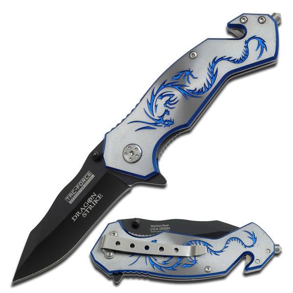 Blue Dragon Folding Knife, Large picture