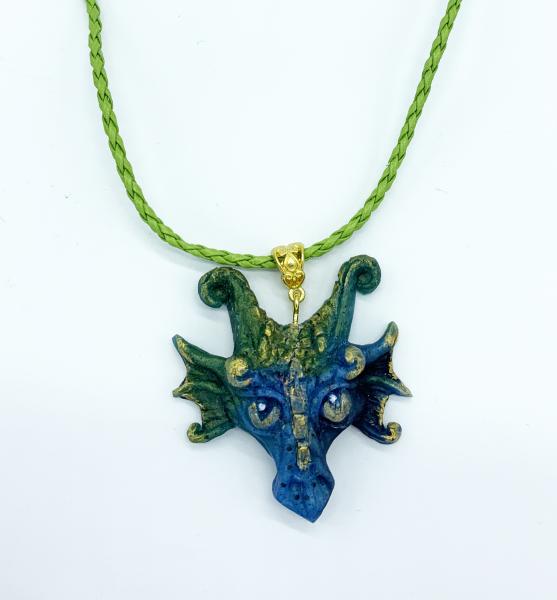 Dragon Pendant with chain (Green/blue)