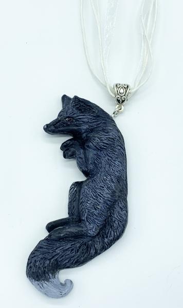 OOAK Fox Pendant with Chain (Gray)