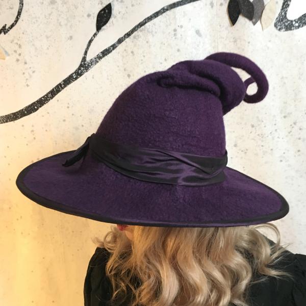 Purple Witch Hat with Curly Point