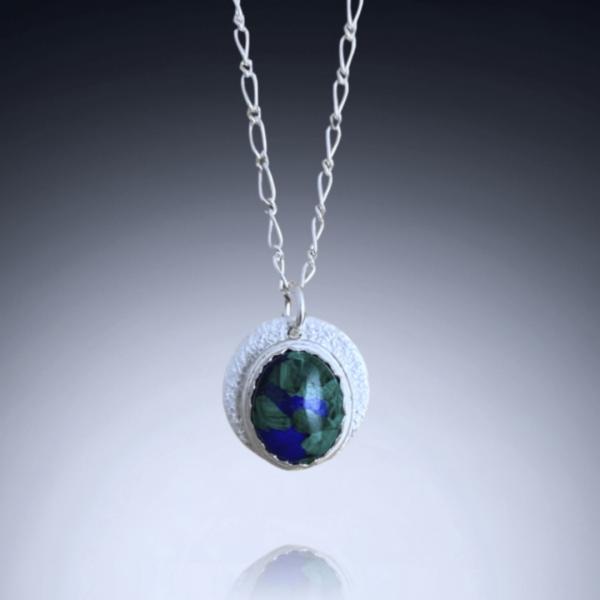 Lapis Lazuli / Malachite Coin Pendant Necklace picture