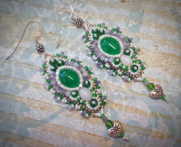 Wintergreen Bead Embroidery Earrings