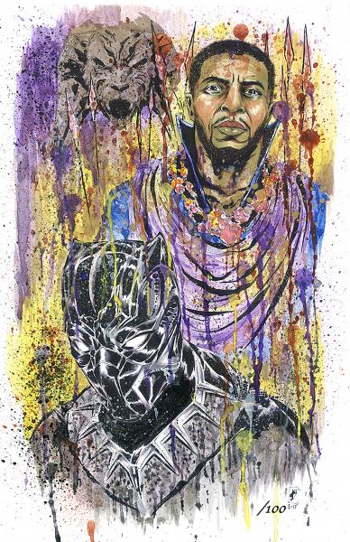 Black Panther Signed & Numbered Spatter Print