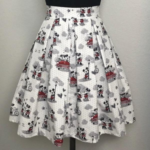 Mickey and Minnie in Paris Skirt with POCKETS