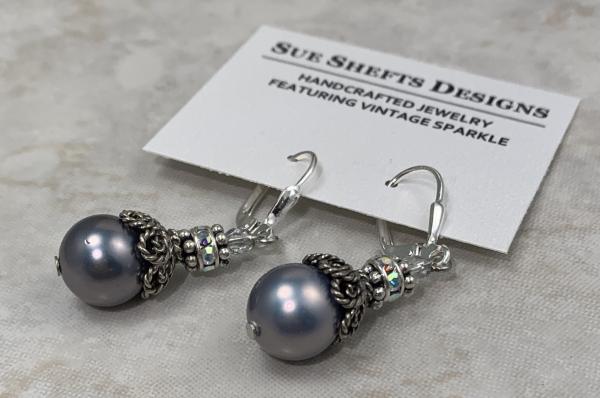 Earrings :: Delicate Filigree Sterling & Faux Pearl picture