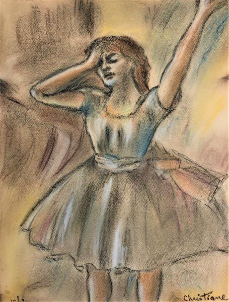 Pastel Reproduction of Edgar Degas - Dancer Stretching -  "Print" on paper matte