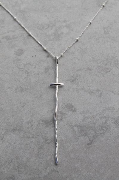 Sterling Silver Elongated Cross Necklace