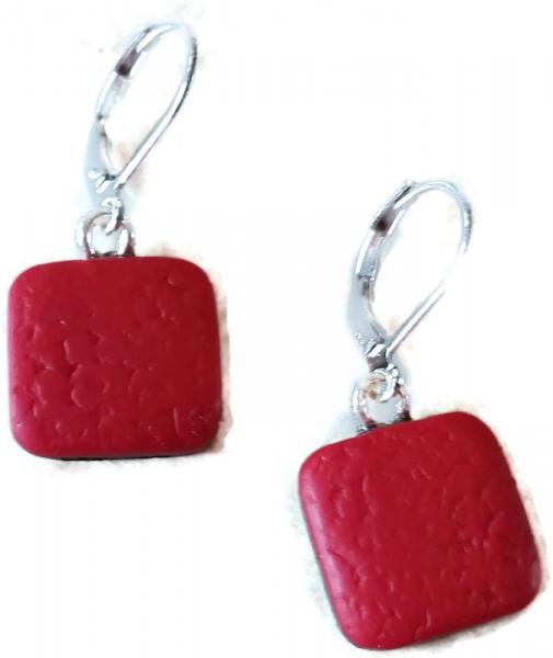 14x14mm Red Square Dangle Earring