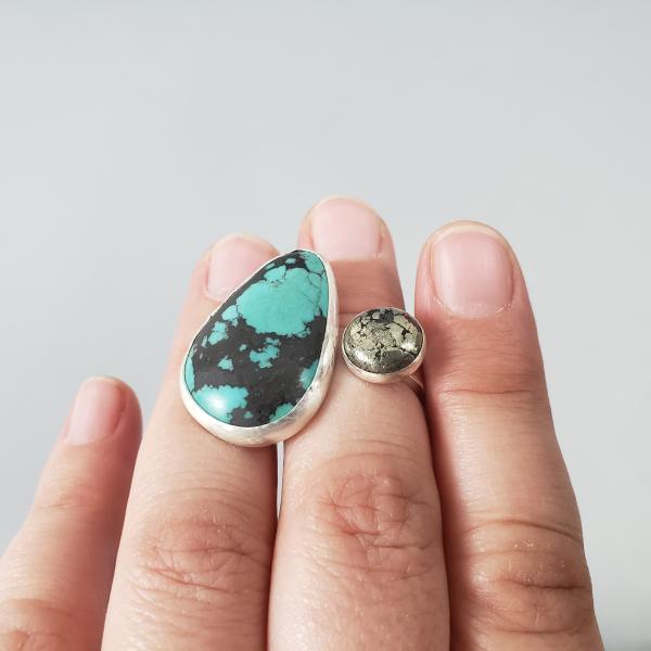 Wraparound Ring w/ Turquoise and Pyrite
