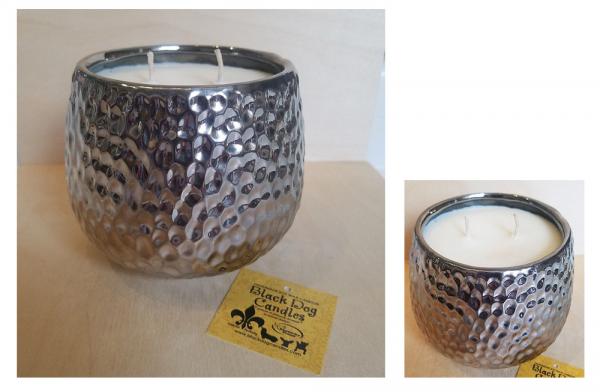 Hammered Silver Ceramic 2 Wick Candle - 28 oz