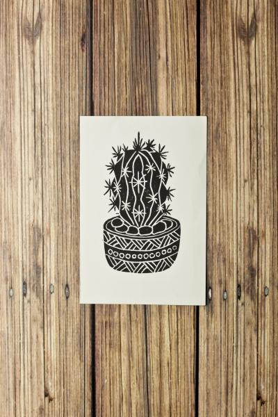 Cactus Print 4x6 / Unframed Botanical Art Print / Linocut Print