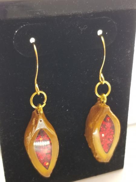 Apricot pit earrings- red