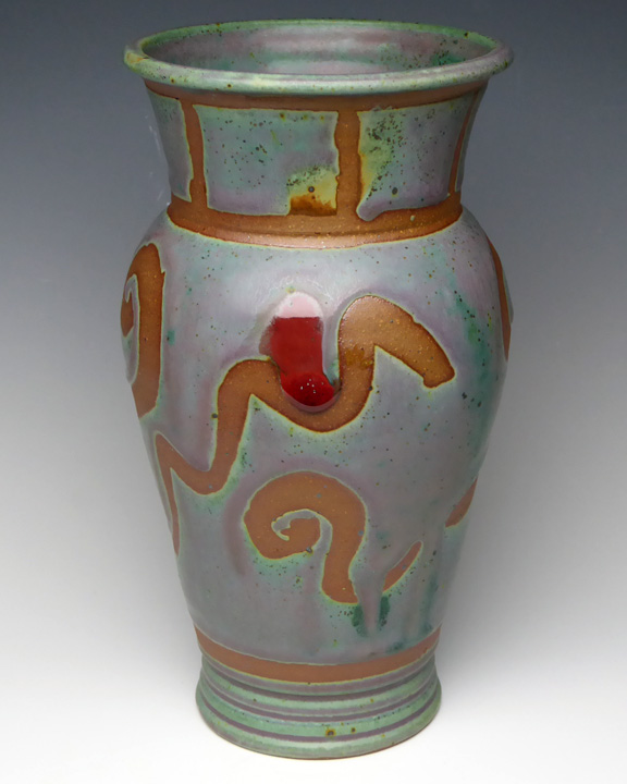 Turquoise mini vase with tan accents