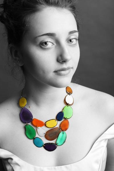 Multi-colored large bib necklace
