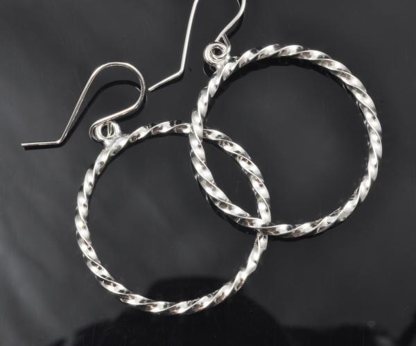 Sterling silver blacksmith twist medium size hoop earrings picture