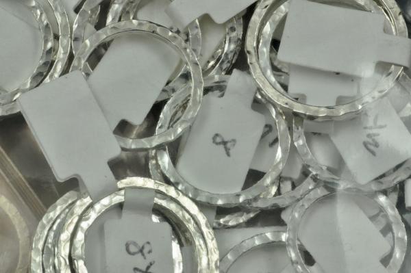 Sterling silver hammered 2 x 2 mm rings, multiple sizes picture
