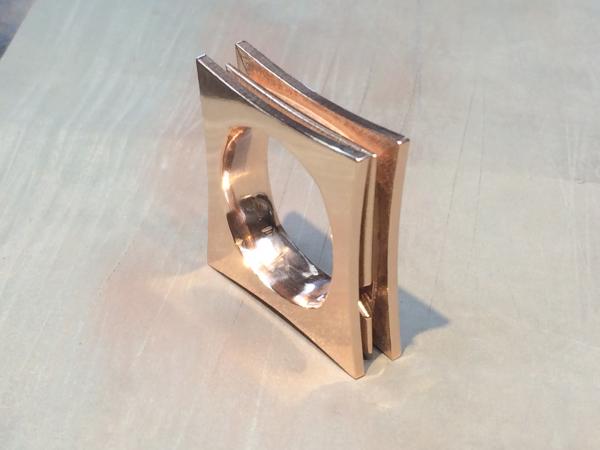 14K Rose gold square channel set ring picture
