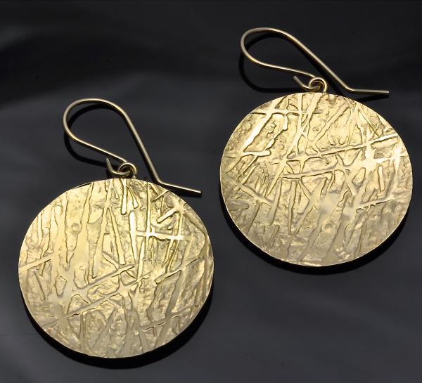 14KY gold inch inch round frost pattern earrings picture
