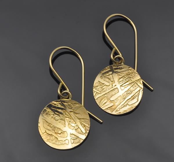 14KY gold 0.5 inch round frost pattern earrings picture