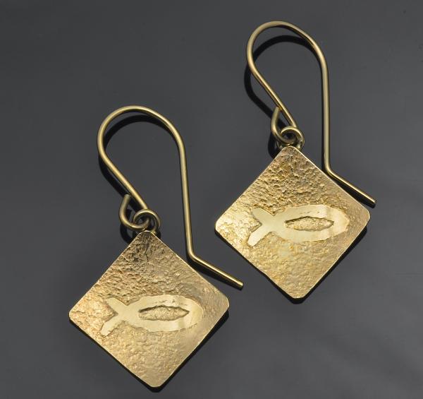 14KY gold Ichthys earrings
