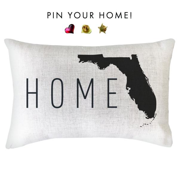 Florida State Home Pillow Cover | Pin Your Home Throw Pillow Polyester Linen