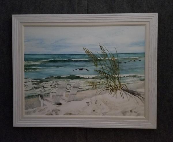 Beach Chairs at englewood ,canvas framed picture