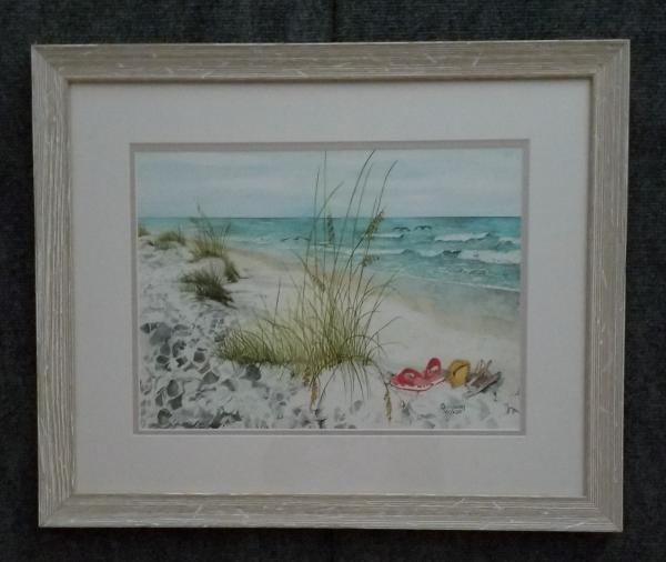 Flip Flops on the Beach, framed print picture