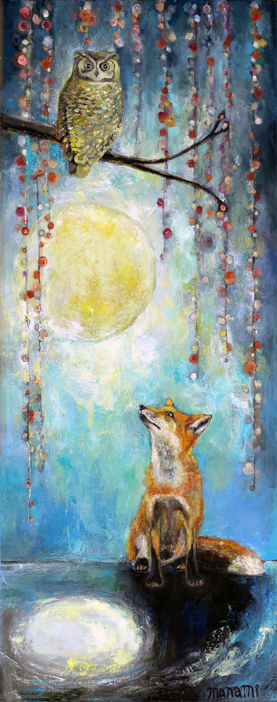 owl and fox (gallery wrapped stretched canvas print)