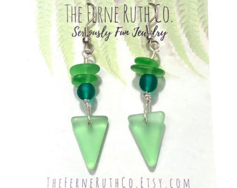 Sea Glass (man made) earrings--green picture