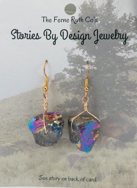 "Stories By Design" Rock & the Tree story--multi colored earrings picture