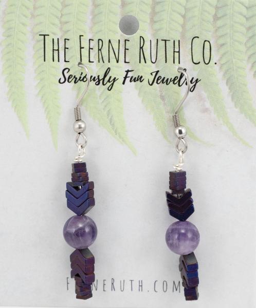 Amethyst and Hematite Purple earrings picture